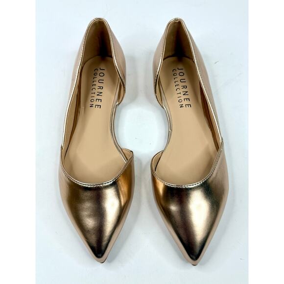 Journee Collection Women's Cortni Pointed Toe d'Orsay Flats Rose Gold Size 7W - Picture 2 of 8